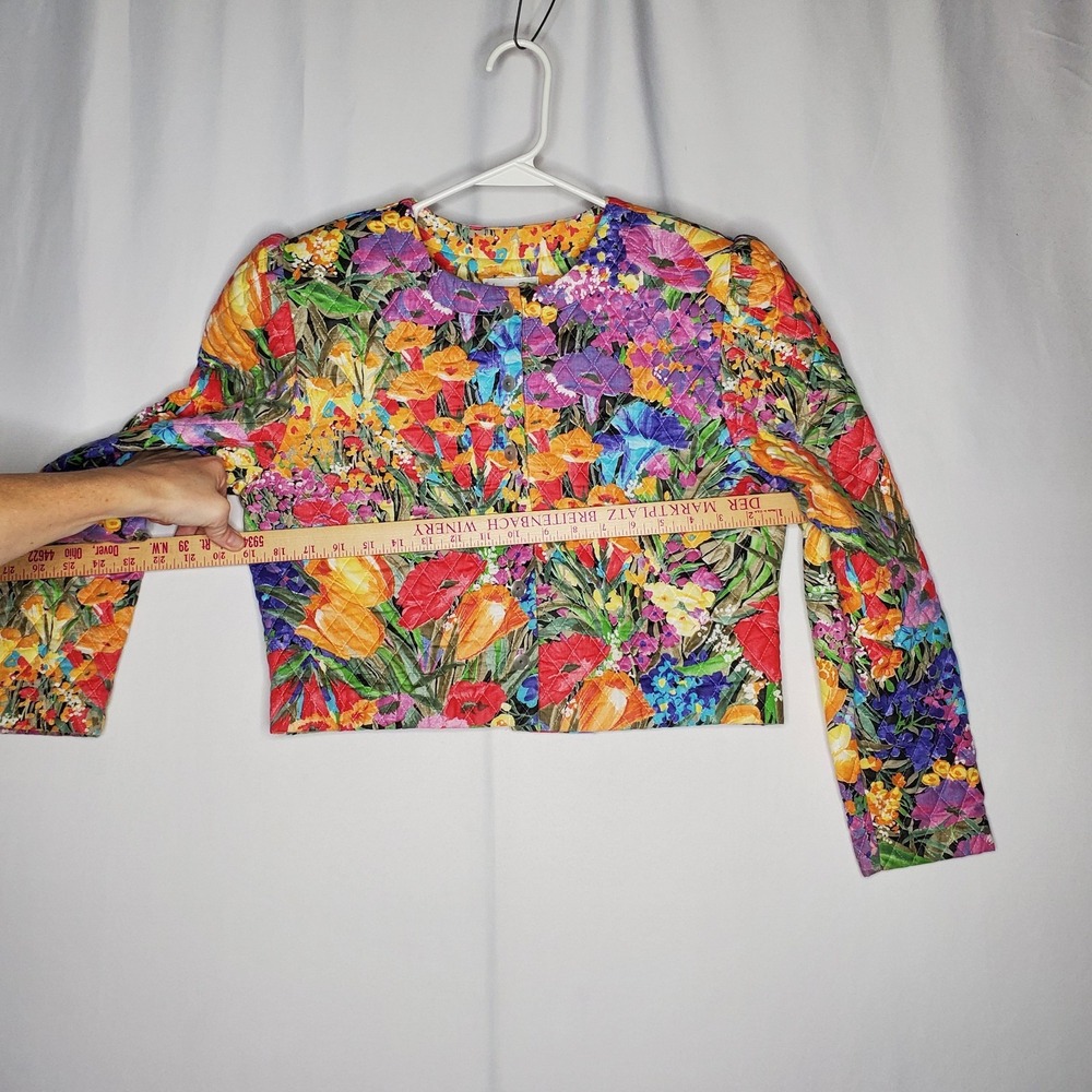 Jeffrey Dara Linda Hutton Quilted Floral Crop Blazer 9/10 Country Cottagecore 90 - Picture 9 of 14